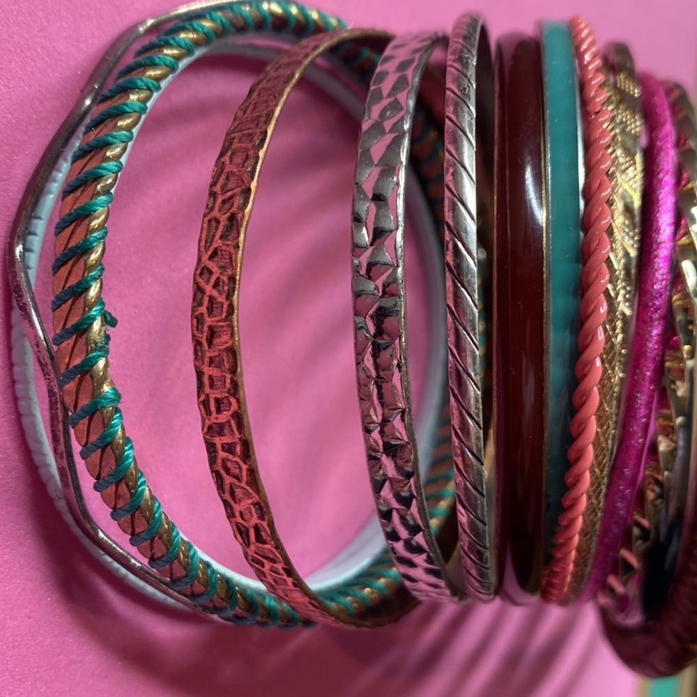 Stack Of Y2k Style Bangle Bracelets Bundle - image 2